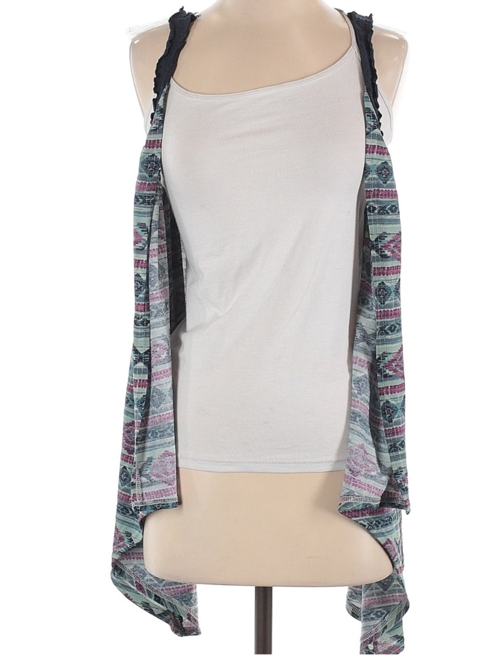 Double D Ranch Multicolor Aztec Knit Top southwestern kimono vest boho Small EUC